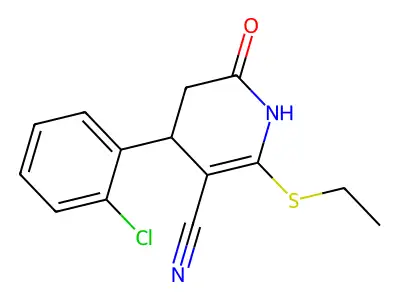 4-(2-chlorophenyl)-6-ethylsulfanyl-2-oxo-3,4-dihydro-1H-pyridine-5-carbonitrile structure