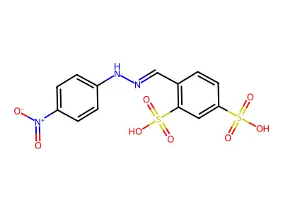 4-[(E)-[(4-Nitrophenyl)hydrazono]methyl]benzene-1,3-disulfonic acid structure