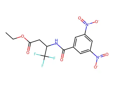 Ethyl 3-[(3,5-dinitrophenyl)formamido]-4,4,4-trifluorobutanoate structure