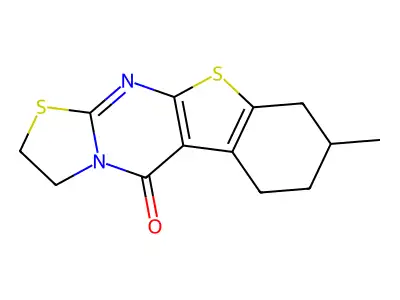 8-methyl-6,7,8,9-tetrahydro-2H-benzo[4,5]thieno[2,3-d]thiazolo[3,2-a]pyrimidin-5(3H)-one structure