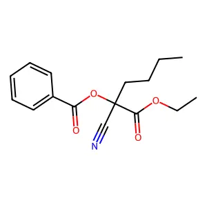 1-Cyano-1-(ethoxycarbonyl)pentyl benzoate structure