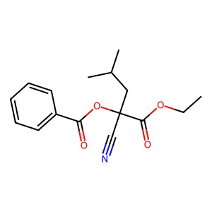 1-Cyano-1-(ethoxycarbonyl)-3-methylbutyl benzoate structure