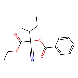 2-Cyano-2-(benzoyloxy)-3-methylvaleric acid ethyl ester structure