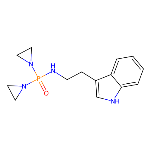 P,P-Bis(1-aziridinyl)-N-(2-indol-3-ylethyl)phosphinic amide structure