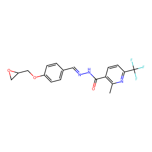 2-methyl-N'-{[4-(oxiran-2-ylmethoxy)phenyl]methylene}-6-(trifluoromethyl)nicotinohydrazide structure