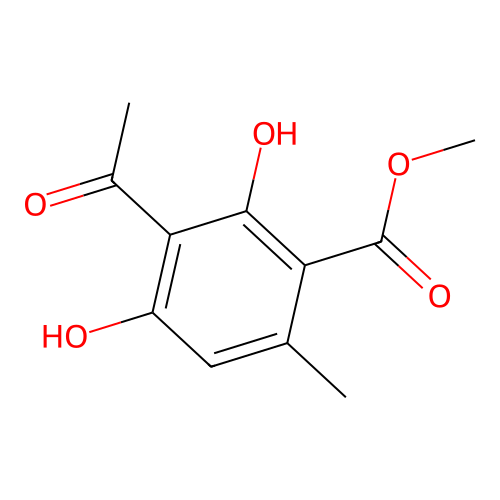 3-Acetyl-2,4-dihydroxy-6-methyl-benzoic acid, methyl ester structure