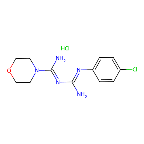 4-Morpholinecarboxamidine, N-((p-chlorophenyl)amidino)-, monohydrochloride structure