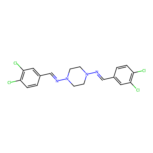 n,n'-bis(3,4-dichlorobenzylidene)piperazine-1,4-diamine structure