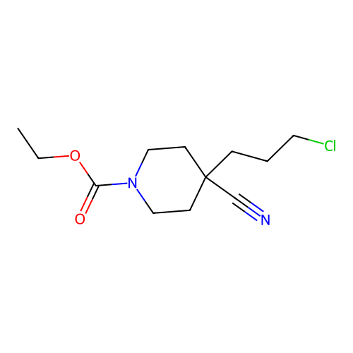 Ethyl 4-(3-chloropropyl)-4-cyano-1-piperidinecarboxylate structure