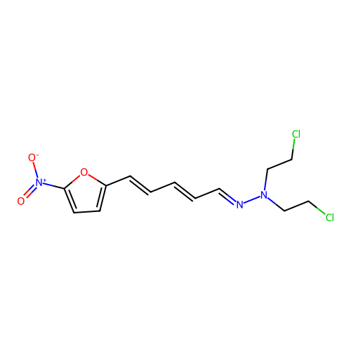 2,4-Pentadienaldehyde, 5-(5-nitro-2-furyl)-, bis(2-chloroethyl)hydrazone structure