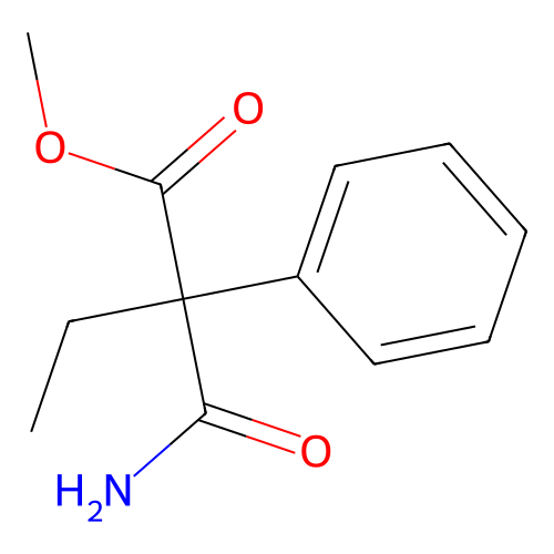 Malonamic acid, 2-ethyl-2-phenyl-, methyl ester structure