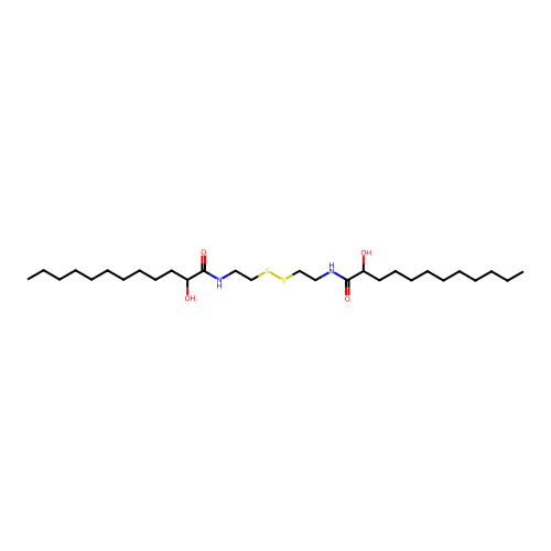 N,N'-[Disulfanediyldi(ethane-2,1-diyl)]bis(2-hydroxydodecanamide) structure
