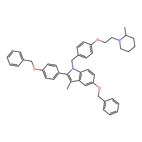 3-Methyl-1-[[4-[2-(2-methyl-1-piperidinyl)ethoxy]phenyl]methyl]-5-(phenylmethoxy)-2-[4-(phenylmethoxy)phenyl]-1H-indole structure