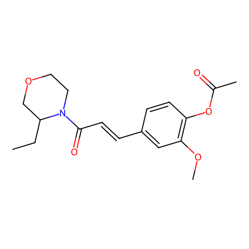 Morpholine, 3-ethyl-4-(4-hydroxy-3-methoxycinnamoyl)-, acetate structure