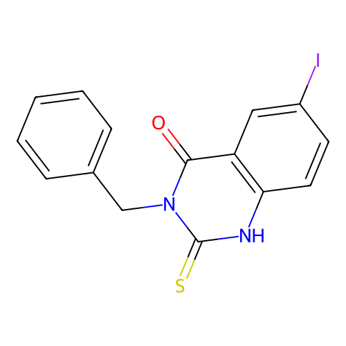 3-benzyl-6-iodo-2-mercaptoquinazolin-4(3H)-one structure