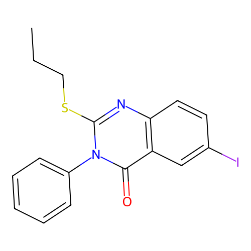 6-iodo-3-phenyl-2-(propylsulfanyl)quinazolin-4(3H)-one structure