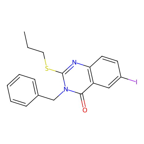 3-benzyl-6-iodo-2-(propylsulfanyl)quinazolin-4(3H)-one structure