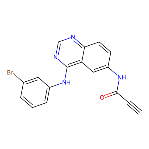 N-[4-[(3-bromophenyl)amino]-6-quinazolinyl]-2-propynamide structure