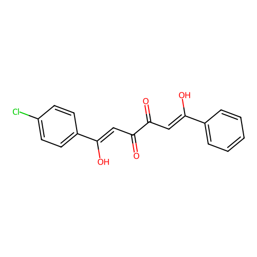 (2E,4E)-1-(4-chlorophenyl)-3,4-dihydroxy-6-phenylhexa-2,4-diene-1,6-dione structure