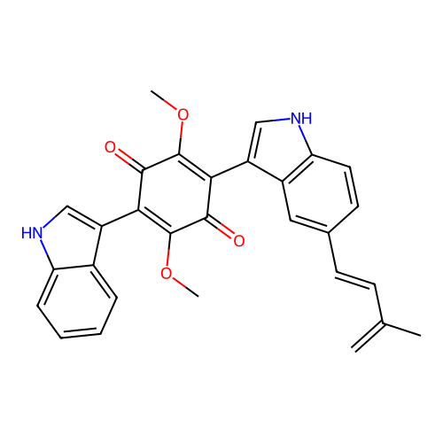 2-(1H-Indol-3-yl)-3,6-dimethoxy-5-(5-((1E)-3-methylbuta-1,3-dienyl)-1H-indol-3-yl)cyclohexa-2,5-diene-1,4-dione structure
