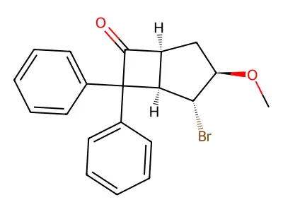 Bicyclo[3.2.0]heptan-6-one, 2-bromo-3-methoxy-7,7-diphenyl-, (1R,2R,3R,5S)- structure