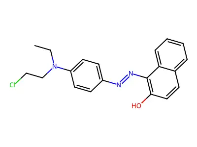1-(2-{4-[(2-chloroethyl)(ethyl)amino]phenyl}hydrazono)-1,2-dihydronaphthalen-2-one structure