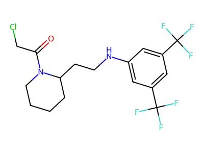 2-Chloro-1-(2-{2-[3,5-di(trifluoromethyl)anilino]ethyl}piperidino)ethan-1-one structure