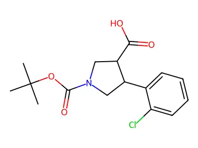 1-[(Tert-butyl)oxycarbonyl]-4-(2-chlorophenyl)pyrrolidine-3-carboxylic acid structure