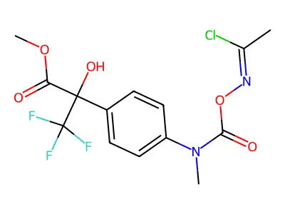 methyl 2-{4-[({[(1-chloroethylidene)amino]oxy}carbonyl)(methyl)amino]phenyl}-3,3,3-trifluoro-2-hydroxypropanoate structure