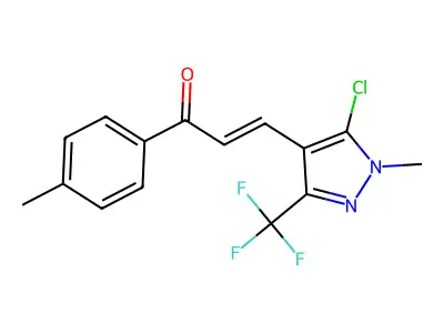 3-[5-chloro-1-methyl-3-(trifluoromethyl)-1H-pyrazol-4-yl]-1-(4-methylphenyl)prop-2-en-1-one structure