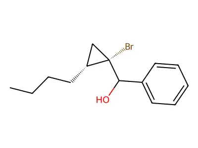 [(1S,2R)-1-bromo-2-butylcyclopropyl]-phenylmethanol structure