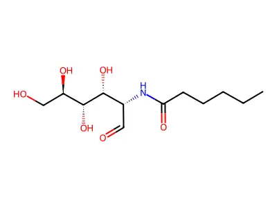 N-[2,4,5-trihydroxy-6-(hydroxymethyl)tetrahydropyran-3-yl]hexanamide structure