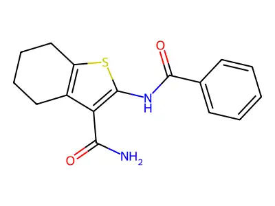 2-Benzamido-4,5,6,7-tetrahydrobenzo[b]thiophene-3-carboxamide structure