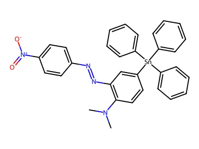 N,N-Dimethyl-2-(4-nitrophenylazo)-4-(triphenylstannyl)aniline structure