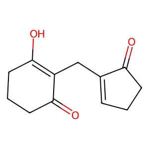3-Hydroxy-2-[(5-oxo-1-cyclopenten-1-yl)methyl]-2-cyclohexen-1-one structure