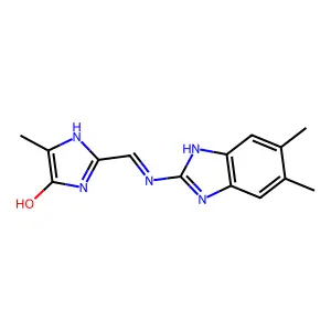 2-[[(5,6-Dimethyl-1H-benzimidazol-2-yl)imino]methyl]-4-methyl-1H-imidazol-5-ol structure