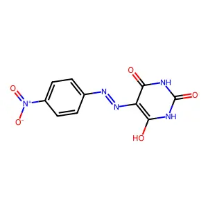 5-[2-(4-nitrophenyl)hydrazinylidene]pyrimidine-2,4,6(1H,3H,5H)-trione structure