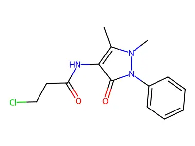 3-chloro-N-(1,5-dimethyl-3-oxo-2-phenyl-2,3-dihydro-1H-pyrazol-4-yl)propanamide structure