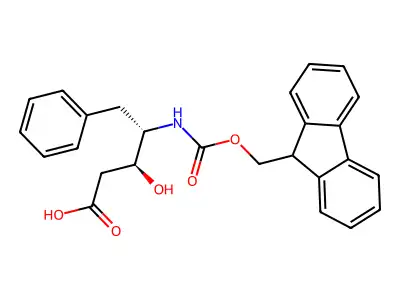 4-(9H-fluoren-9-ylmethoxycarbonylamino)-3-hydroxy-5-phenylpentanoic acid structure