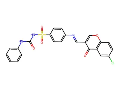 1-[4-[(6-chloro-4-oxochromen-3-yl)methylideneamino]phenyl]sulfonyl-3-phenylurea structure