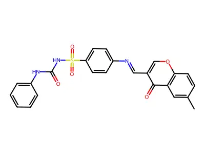 1-[4-[(6-methyl-4-oxochromen-3-yl)methylideneamino]phenyl]sulfonyl-3-phenylurea structure