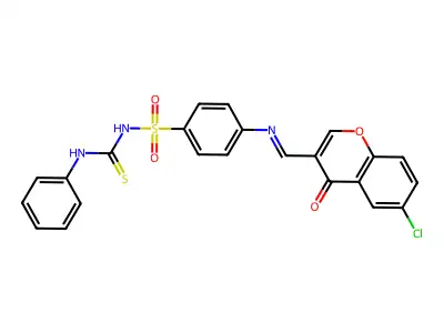 1-[4-[(6-chloro-4-oxochromen-3-yl)methylideneamino]phenyl]sulfonyl-3-phenylthiourea structure