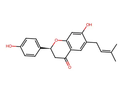 7-Hydroxy-2-(4-hydroxyphenyl)-6-(3-methylbut-2-enyl)-2,3-dihydrochromen-4-one structure