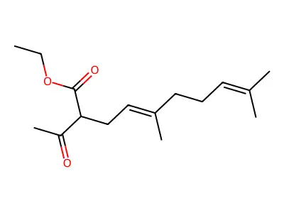 4,8-Decadienoic acid, 2-acetyl-5,9-dimethyl-, ethyl ester, (E)- structure