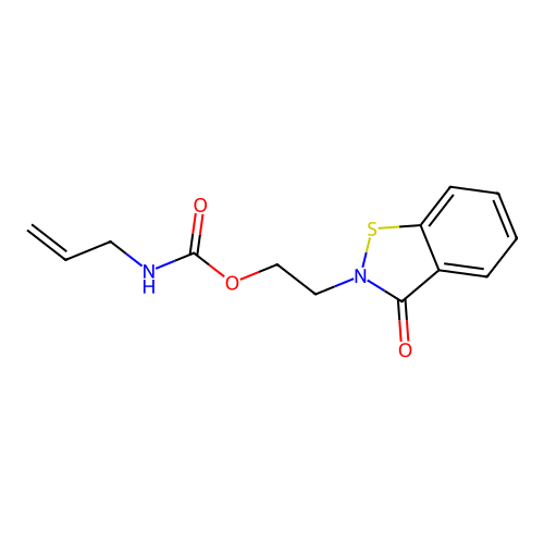 2-Propenylcarbamic acid 2-(3-oxo-1,2-benzisothiazol-2(3H)-yl)ethyl ester structure