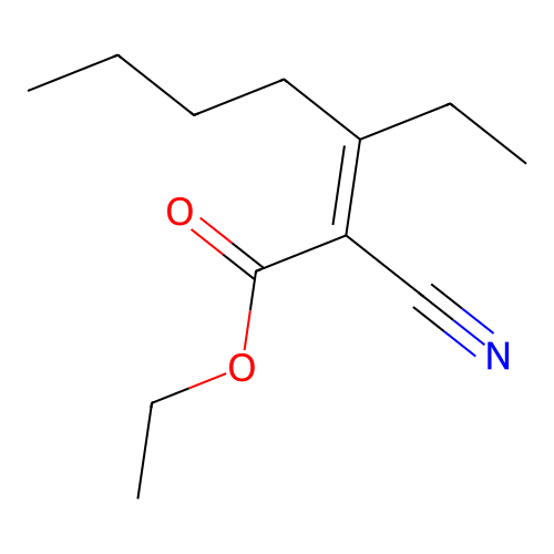 Ethyl 2-cyano-3-ethylhept-2-enoate structure