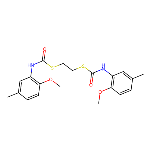 S,S'-Ethylene bis(N-(2-methoxy-5-methylphenyl)thiocarbamate) structure