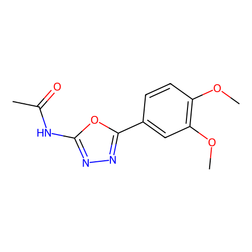 N-[5-(3,4-dimethoxyphenyl)-1,3,4-oxadiazol-2-yl]acetamide structure