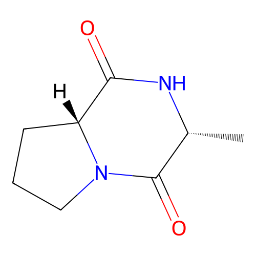 (3R,8aR)-3-methyl-2,3,6,7,8,8a-hexahydropyrrolo[1,2-a]pyrazine-1,4-dione structure