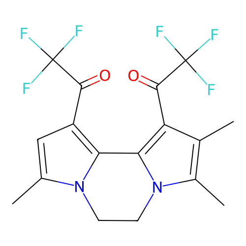1,1'-(2,3,8-trimethyl-5,6-dihydrodipyrrolo[1,2-a:2',1'-c]pyrazine-1,10-diyl)bis(2,2,2-trifluoroethanone) structure